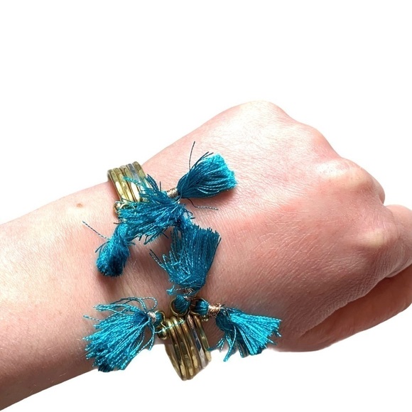 Noonday Collection Boho Blue Tassel Bracelet - Picture 1 of 8